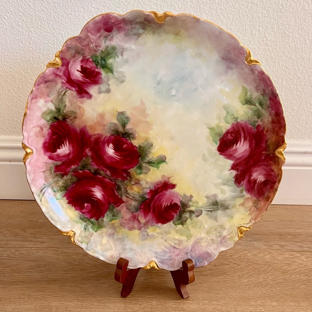 ANTIQUE LIMOGES HAVILAND HAND PAINTED PLATE PLATTER TRAY 12.5” SIGNED BY‎ HADLEY